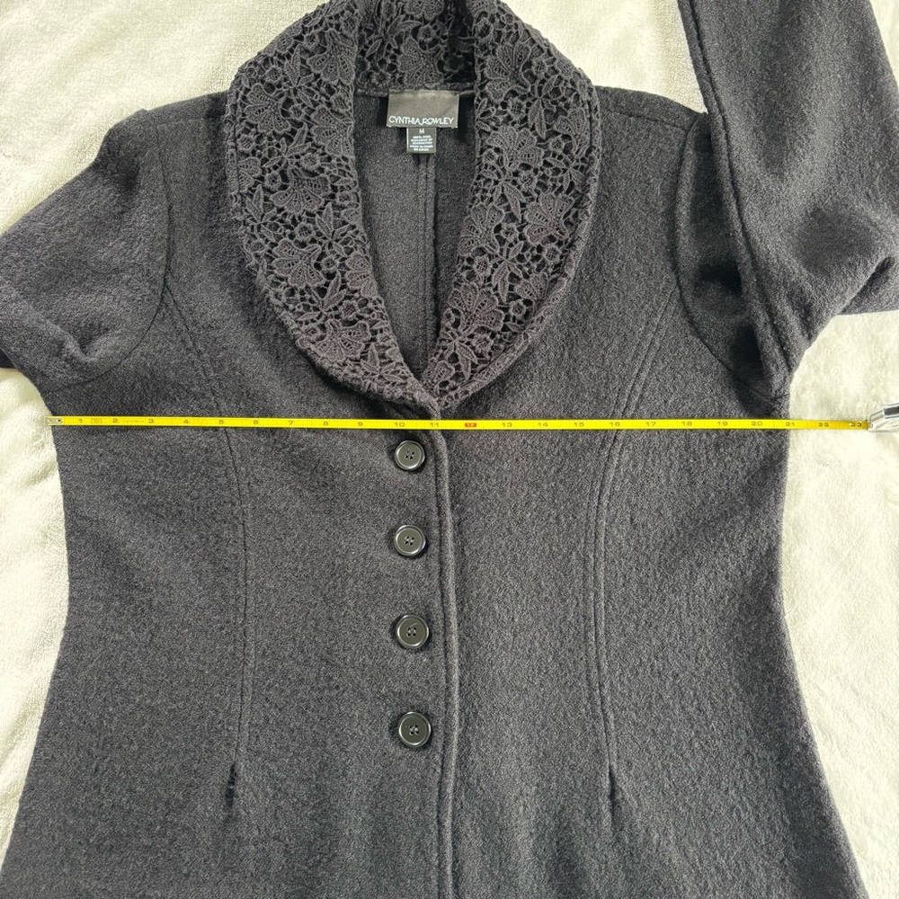 Cynthia Rowley Lace Collar Black Wool Jacket - Picture 8 of 12